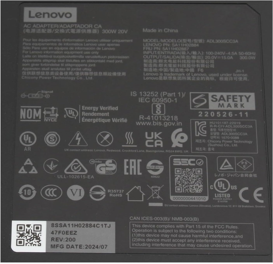 Lenovo ADL300SDCA Original Netzteil 300 Watt für Legion 5 + 7, Legion Pro 5-16ARH7H (82RG), Legion 5