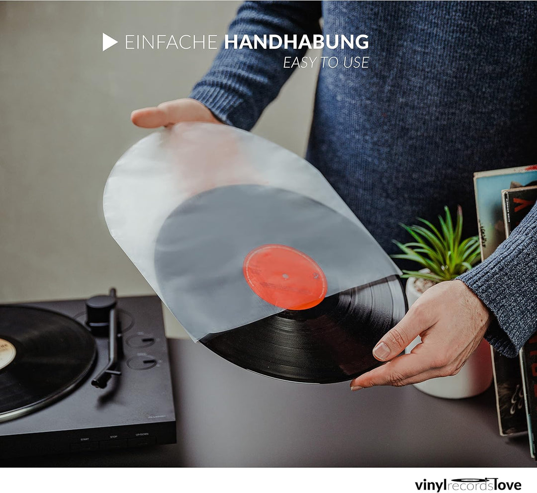 Schallplatten Innenhüllen 12" | 50 Stück Vinyl Hüllen | Plattenhüllen transparent | Optimaler Schutz