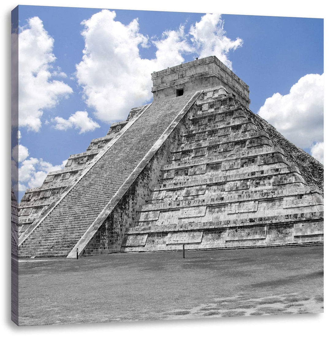 Pixxprint beeindruckende Maya Pyramide als Leinwandbild/Grösse: 70x70 cm/Wandbild/Kunstdruck/fertig
