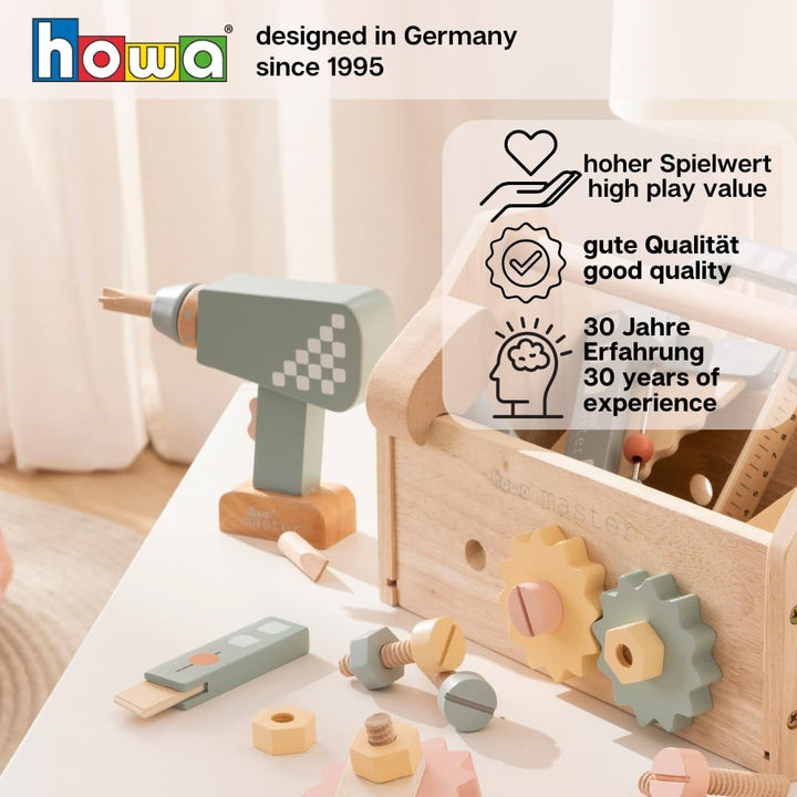 howa Kinder Bohrmaschine aus Holz mit magnetischen Bits 4908