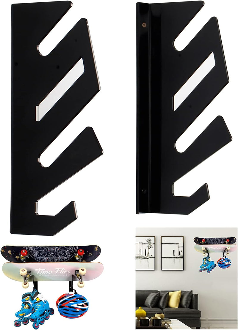 WANLIAN Doppel Wandhalterung für die Wand, Skateboard Wall Mount Display Rack mit Aufbewahrungshaken