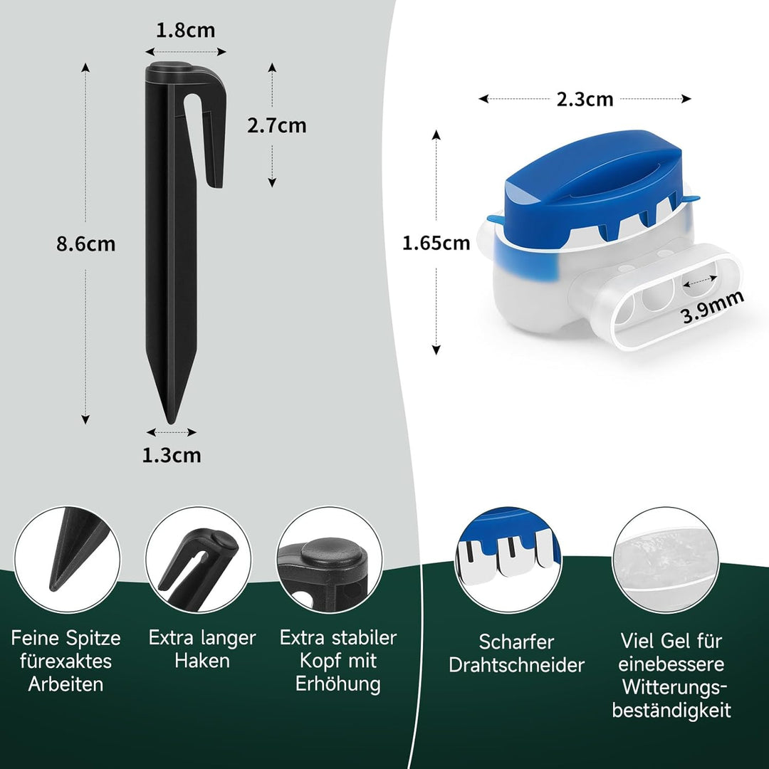 100M Universal Begrenzungskabel für Mähroboter + 300 Erdspiess + 10 Klemmenblöcke, HAUSPROFI Begrenz