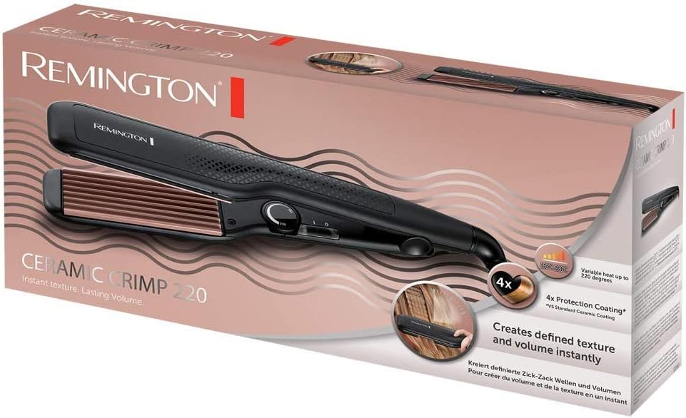 Remington Kreppeisen - Zick-Zack Wellen & Volumen (37mm Stylingplatten, 150-220°C für feines & dicke