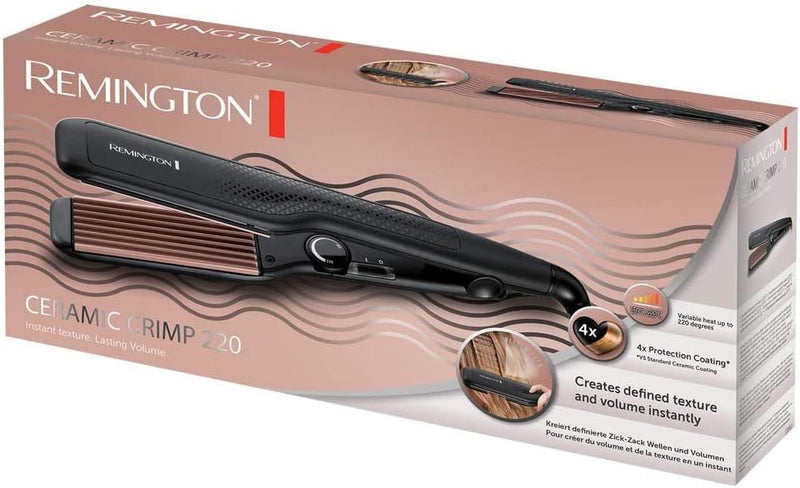 Remington Kreppeisen - Zick-Zack Wellen & Volumen (37mm Stylingplatten, 150-220°C für feines & dicke