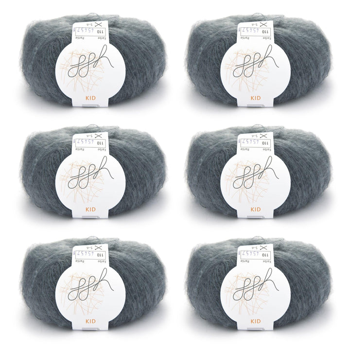 ggh Kid Box - 6 Knäuel Strickwolle aus Kid Mohair - Farbe 110 - Flanellgrau, 110 - Flanellgrau