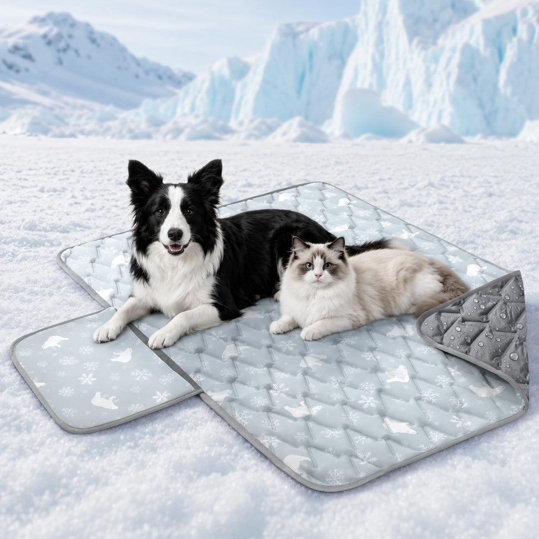 Angelpet Kühlmatte Hund 120x90cm, Q-MAX >0,5, Gel-freie selbstkühlende Kühldecke für grosse Hunde &amp;