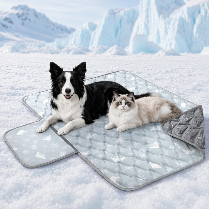 Angelpet Kühlmatte Hund 120x90cm, Q-MAX >0,5, Gel-freie selbstkühlende Kühldecke für grosse Hunde &amp;