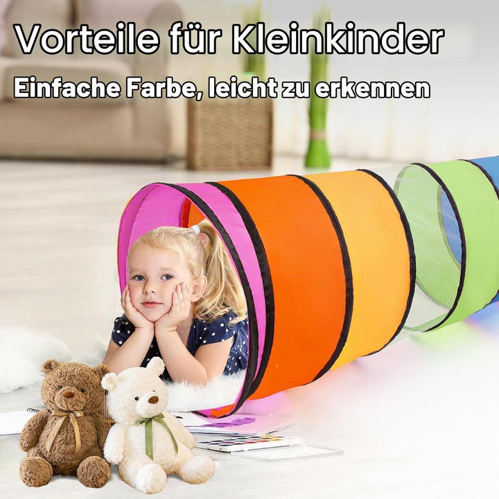 LATERN 180CM Spieltunnelzelt für Kinder, 46CM Runder Öffnung Babytunnel Bunter Pop-Up Kriechtunnel Z