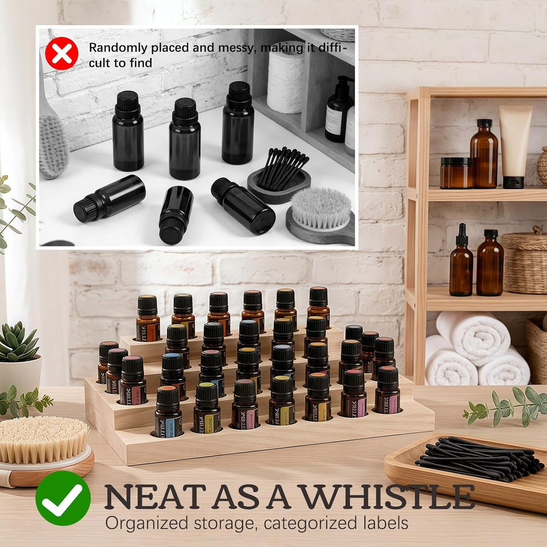 Ätherisches Öl Display Ständer, 30 Löcher Aromatherapie Öle Hölzern Tragen Gestell Halter Organisato