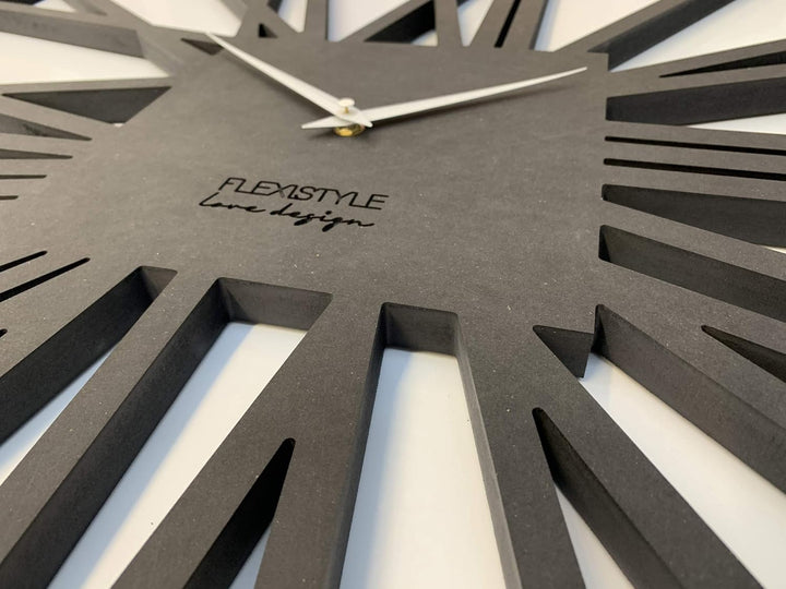 FLEXISTYLE Gross EKO wanduhr quadratisch XXL ohne tickgeräusche LOFT Grande Schwarz Quadrat 80cm! (D