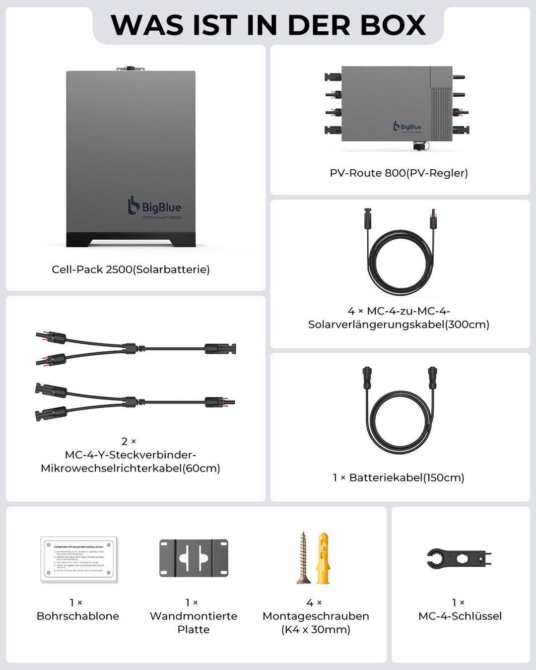 【-20℃ Funktioniert & 2560Wh LFP-Akkukapazität】BigBlue Powafree Balkonkraftwerk mit Speicher, 3 MPPT