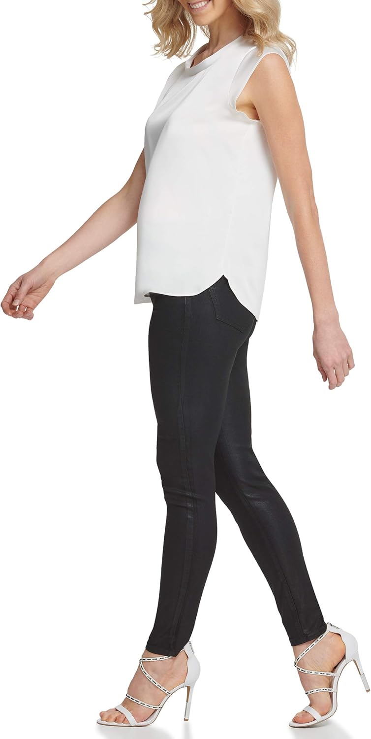 DKNY Damen Foundation Flutter Sleeve Woven Top Foundation Flutter Sleeve Woven Top M Ivy - Ivory, M