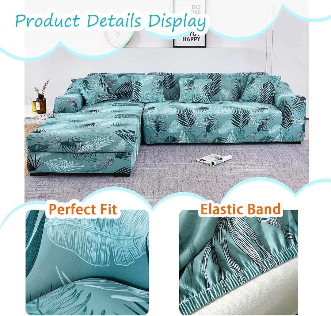 ShowyLive Sofa Überzug Ecksofa L Form Couch Überzug 2er Set Elastische Stretch mit 2 Stück Kissenbez