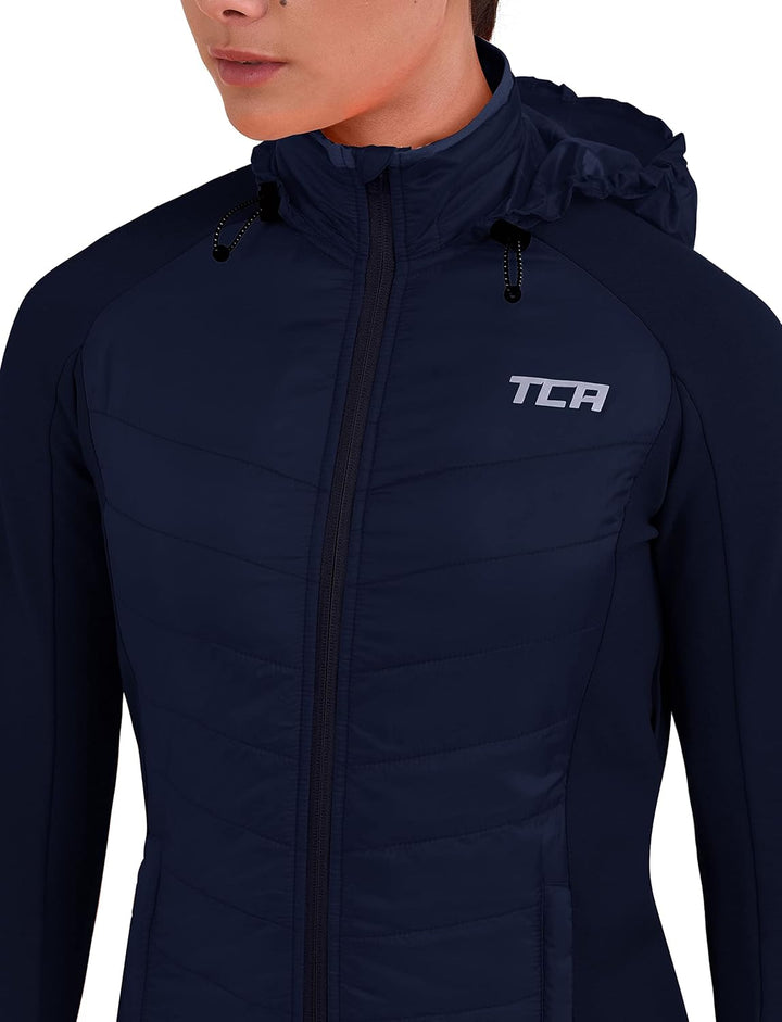 TCA Damen Excel Runner ganzjährige, leichte, wasserabweisende verstaubare Laufjacke XS Dunkelblau, X