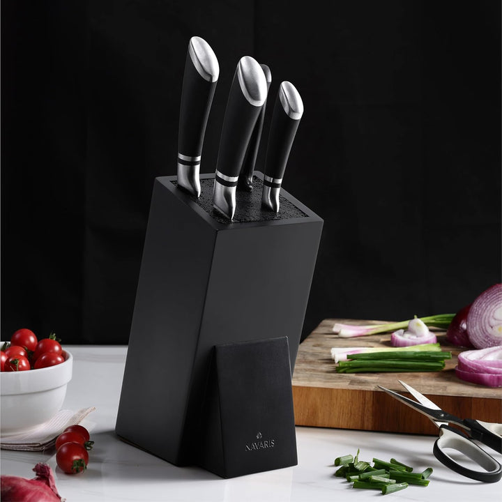 Navaris Messerblock aus Bambus mit Borsteneinsatz - Messer Block unbestückt - Halterung universal fü