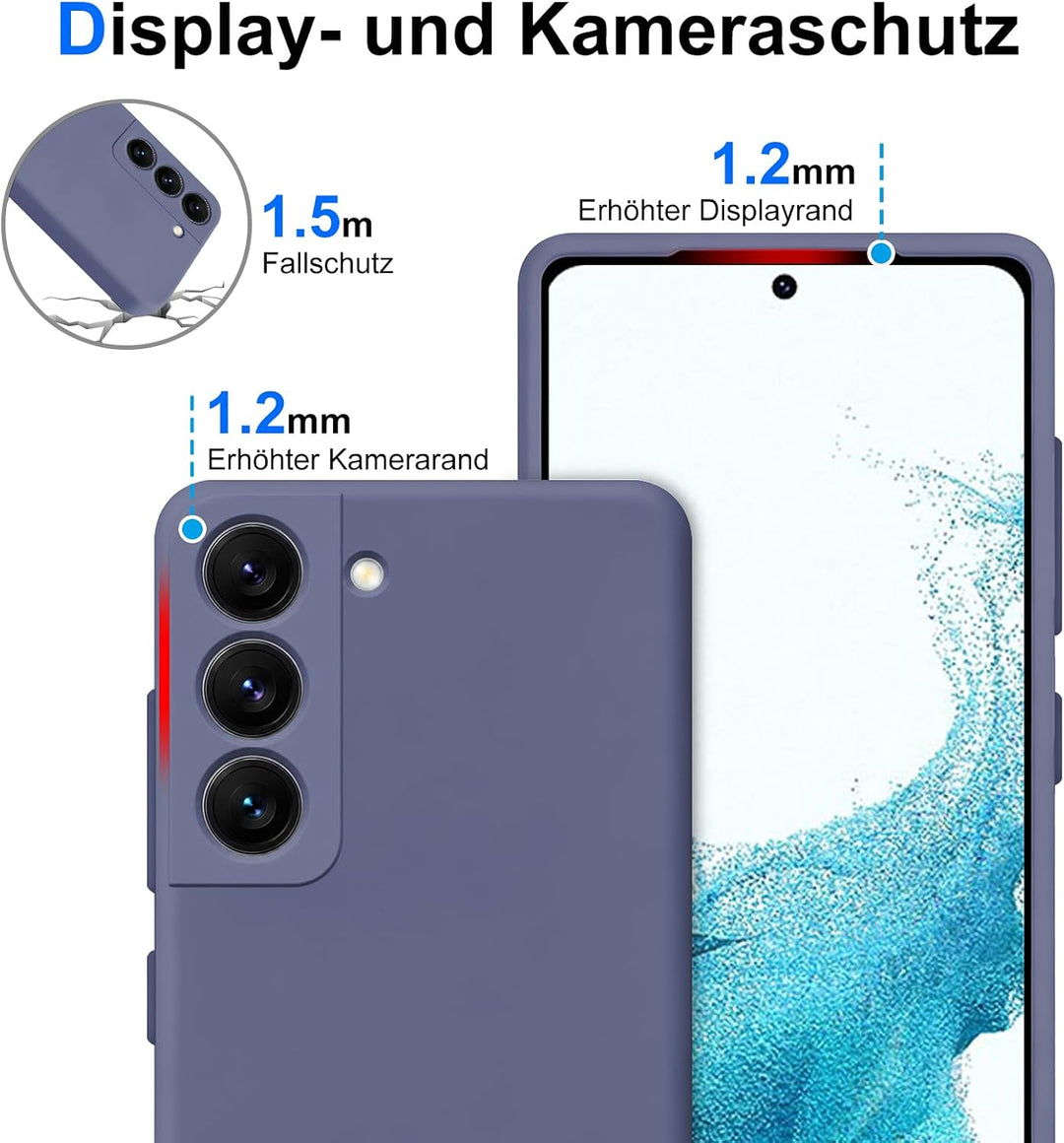 Handyhülle für Samsung Galaxy S22 Hülle [Material-Upgrade] Soft Silicone Case mit Mikrofaserfutter R