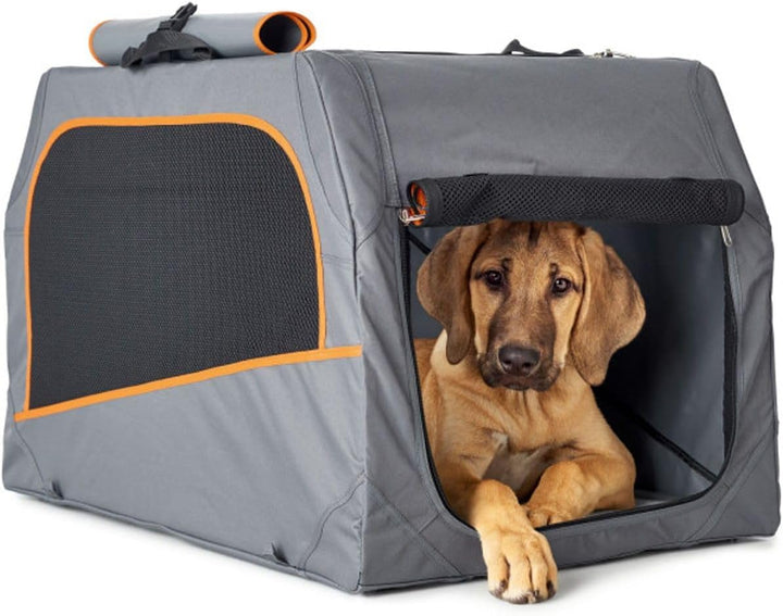 HUNTER faltbare Hundebox mit Aluminium-Gestell, Farbe: anthrazit/orange, faltbar & leicht, Alu-Geste