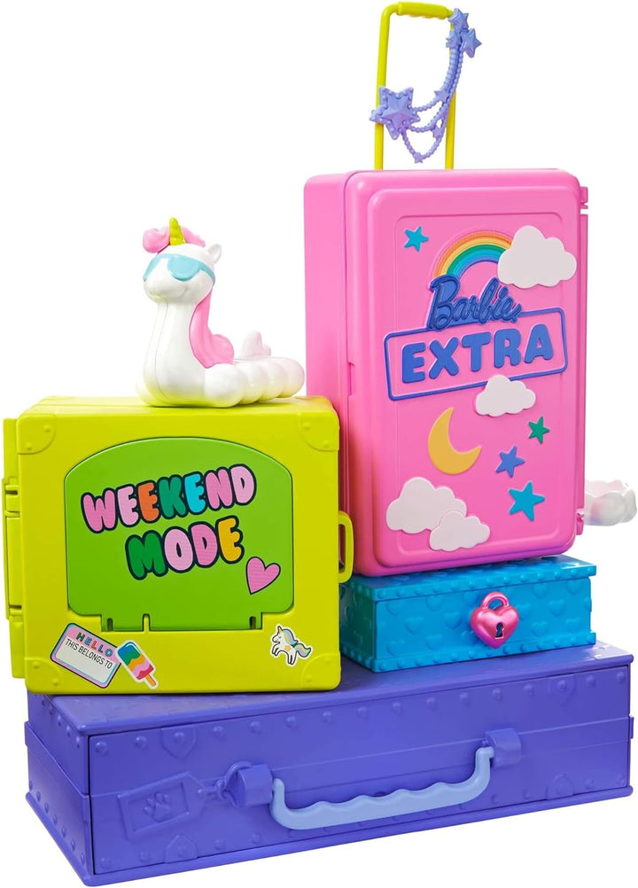 Barbie HDY91 - Extra Haustiere & Minis Reise-Spielset mit 2 Haustier-Welpen & exklusiver Puppe, Pool