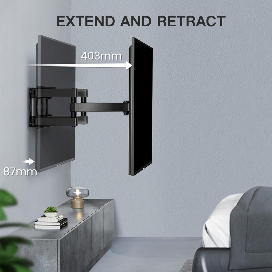PERLESMITH TV Wandhalterung, Schwenkbare Neigbare TV Halterung für 26-65 Zoll Flach &amp; Curved Fernseh
