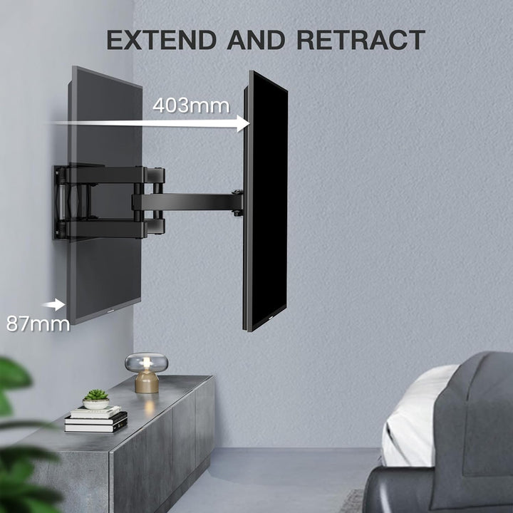 PERLESMITH TV Wandhalterung, Schwenkbare Neigbare TV Halterung für 26-65 Zoll Flach &amp; Curved Fernseh