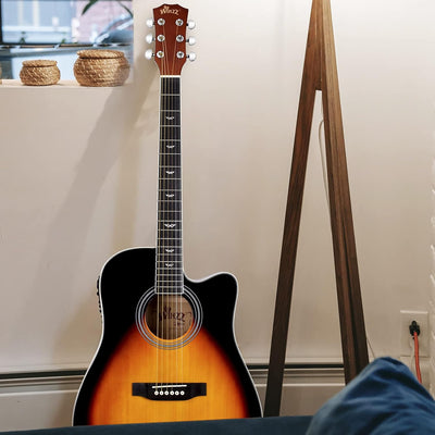 Winzz 4/4 Elektro-Akustische Gitarre, Westerngitarre Set Erwachsene Anfänger, Akustikgitarre 41 Zoll
