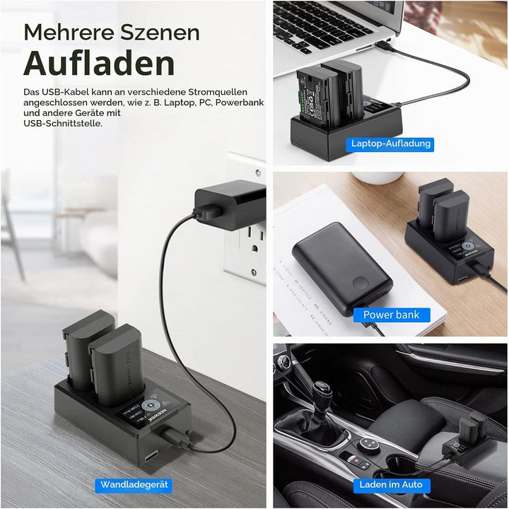 NEEWER LP-E6NH Ersatz Akku Ladegerät Set, kompatibel mit Canon EOS R7 R5 R6 R, 5D III IV, 6D II, 7D