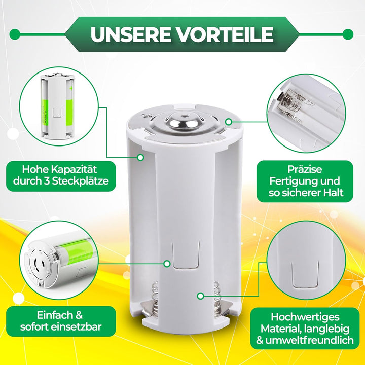 8X Batterieadapter AA auf D | Mignon auf Mono | D-Zellen Ersatz | 8er Set AA Akku für D-Batterien Ge