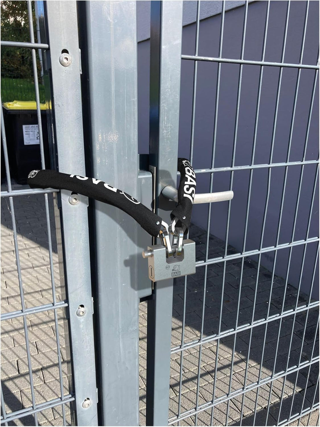 BASI | Stahlkette mit Sicherheitsschloss/Blockschloss | Hohe Sicherheit | Objektschutz | Ideal auch