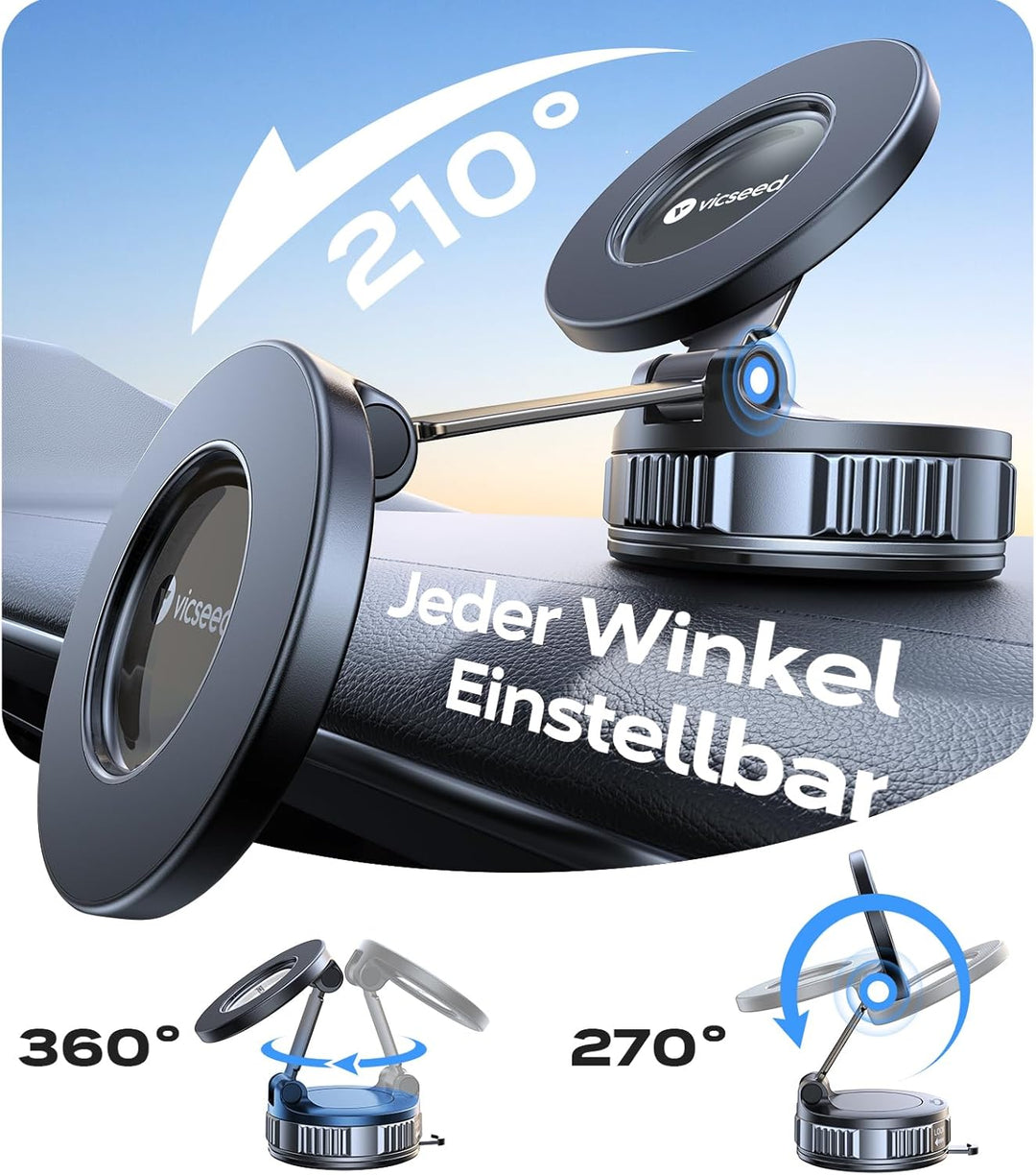 VICSEED 2025 Handyhalterung Auto Magnet für Magsafe Autohalterung [ Vakuum Saugnapf & N55 Magnets] 3