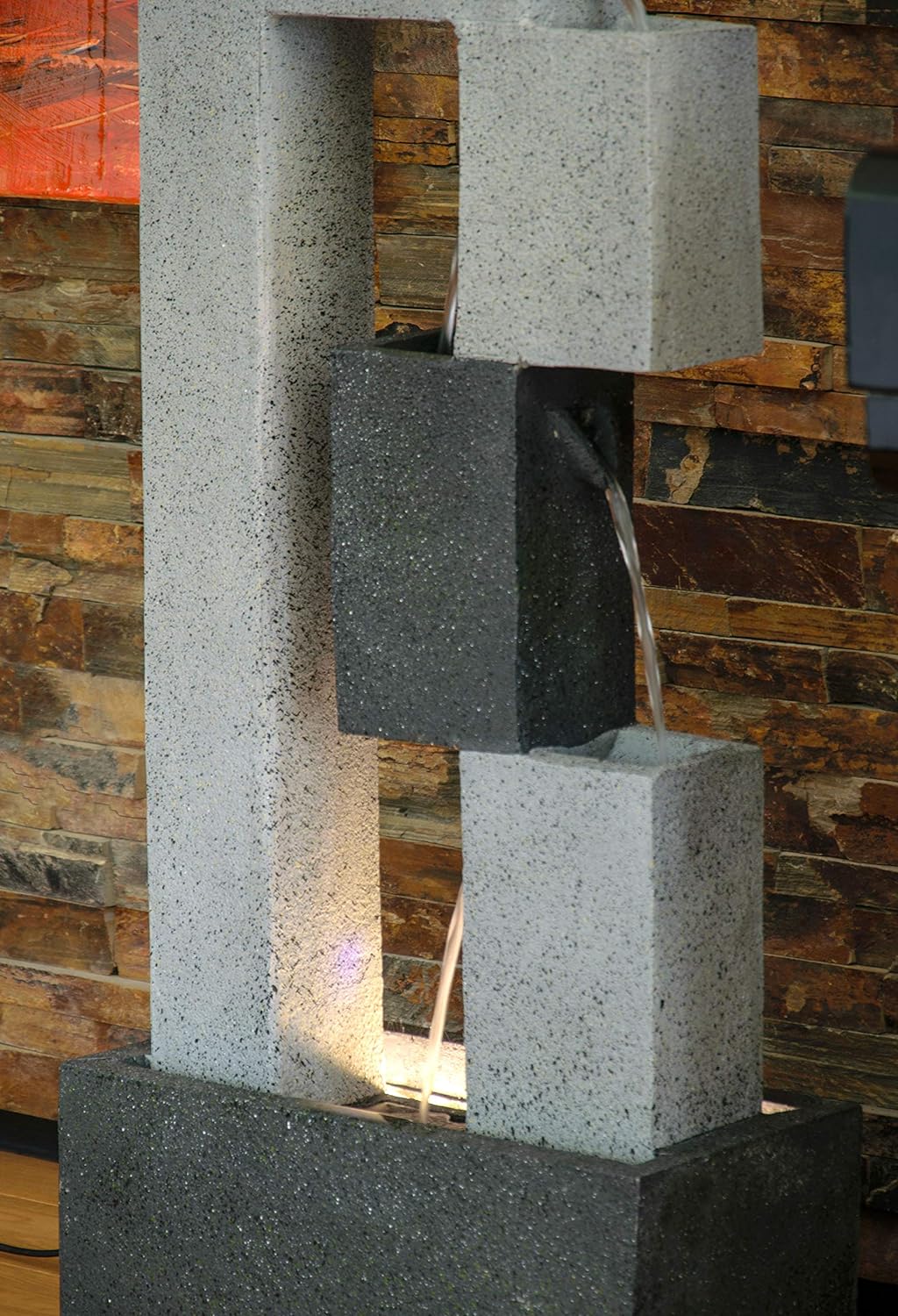 dobar® 96150e Grosser Design Gartenbrunnen Mars | Terrassenbrunnen mit LED-Beleuchtung | Wasserfall
