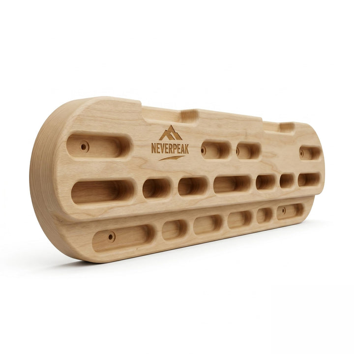 NEVERPEAK Hangboard aus Holz – Trainingsboard für Kletterer & Boulderer • Fingerkraft & Griffkraft v