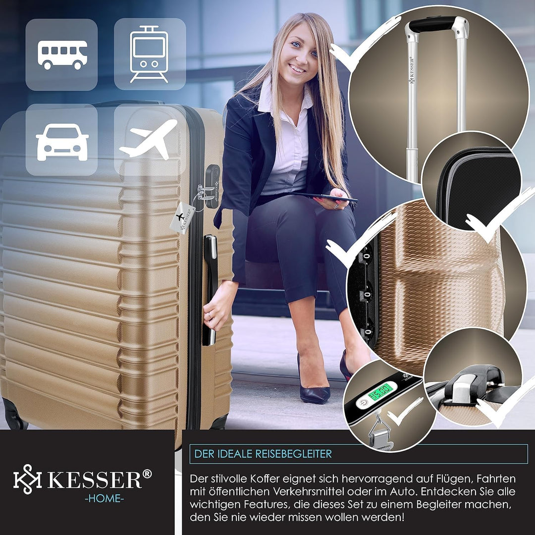 KESSER® Reisekoffer Hartschalen-Koffer Inkl. Kofferwaage + Gepäckanhänger Trolley Gepäck Rollkoffer