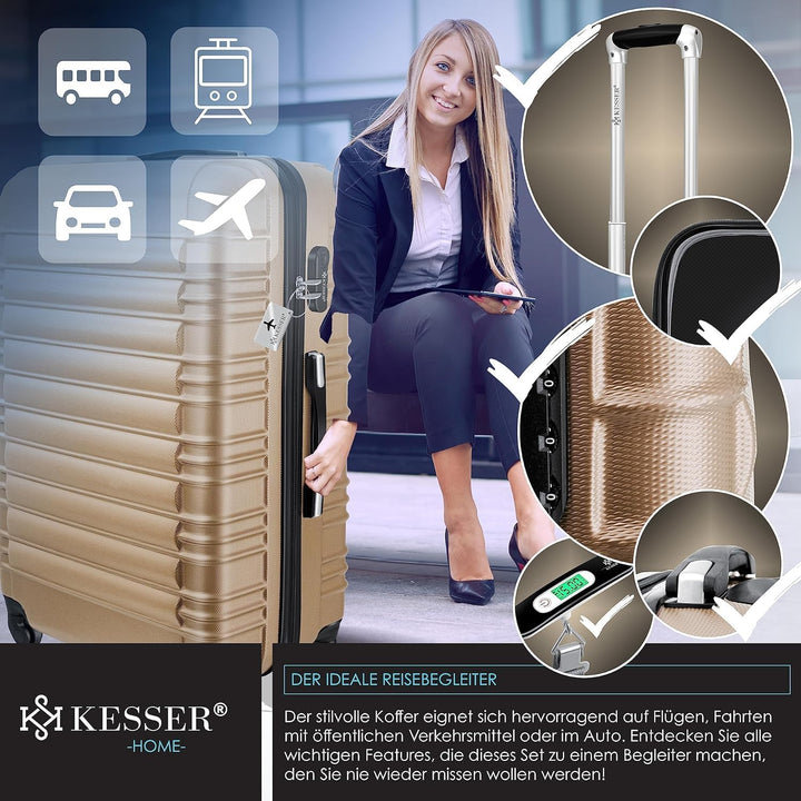 KESSER® Reisekoffer Hartschalen-Koffer Inkl. Kofferwaage + Gepäckanhänger Trolley Gepäck Rollkoffer