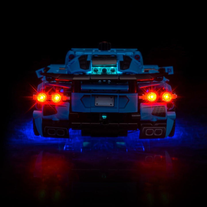 Fernbedienung Licht-Kit Kompatibel mit Lego Chevrolet Corvette Stingray Blue 42217 (Kein Modell), Le