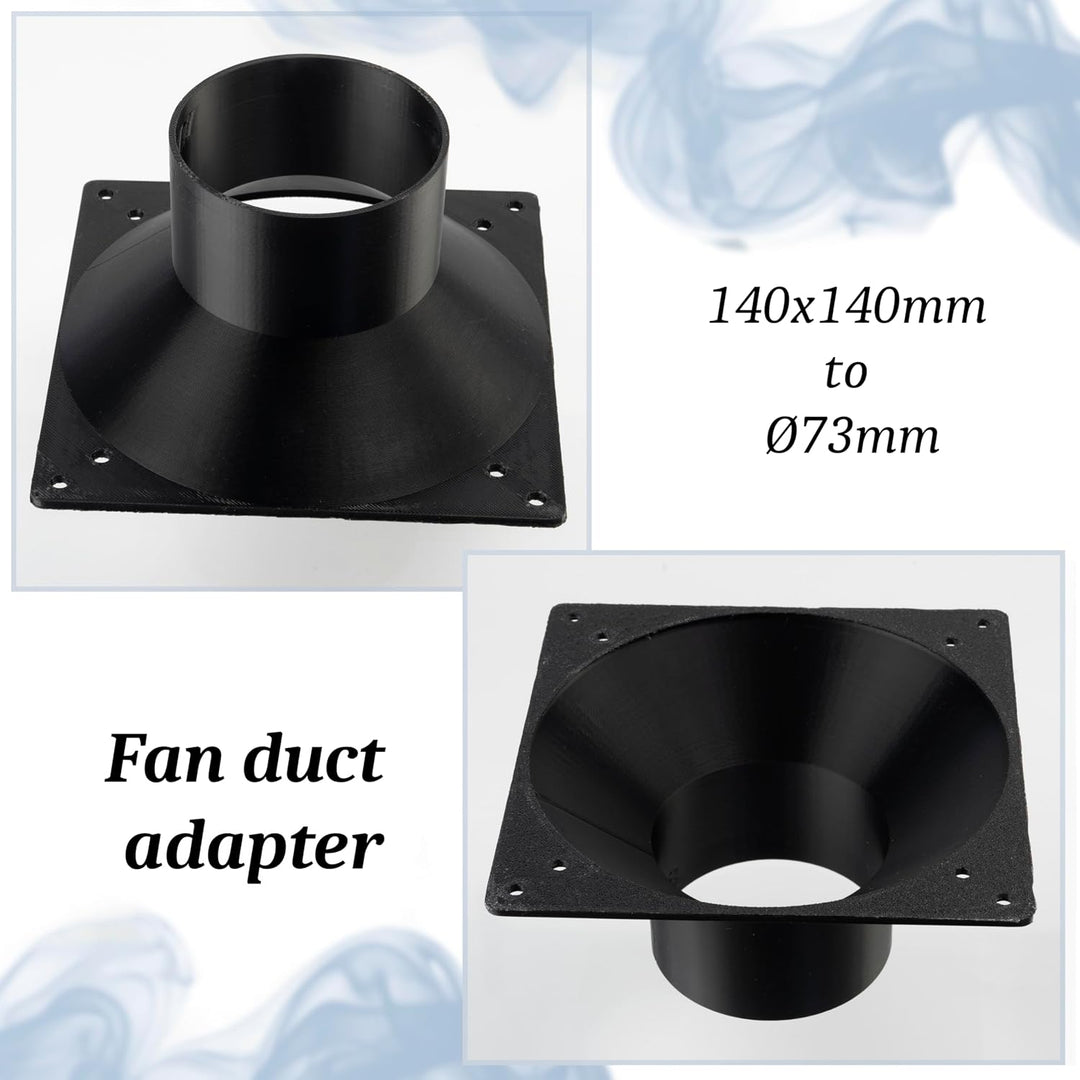 AERZETIX Quadratisch-Rund-Adapter für Luftstrom für Lüftungskanal 140x140 mm Ø73 mm aus ABS-Kunststo