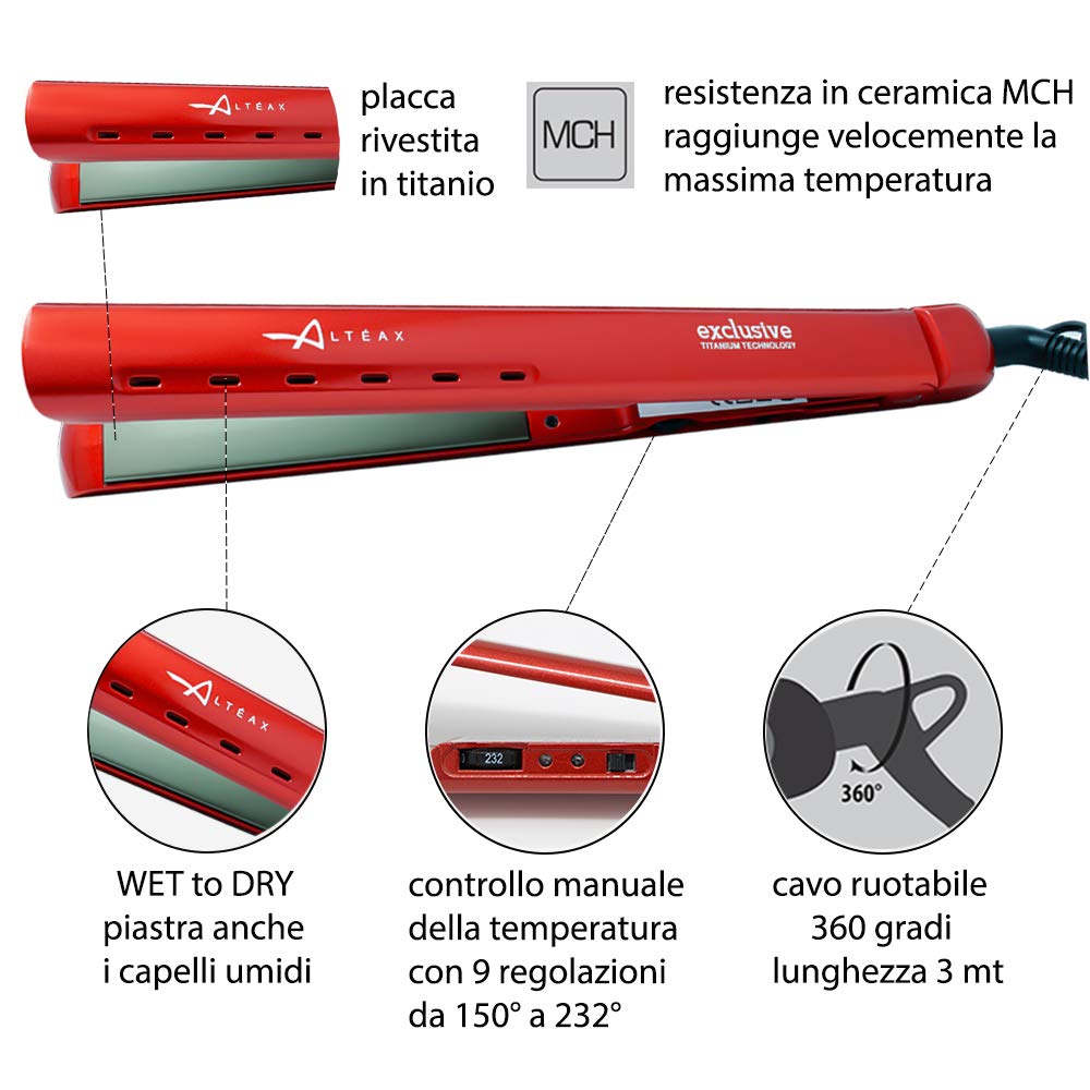 ALTÉAX® EXCLUSIVE Professioneller Haarglätter aus Titan, mit Widerstand aus Keramik, Temperaturregel