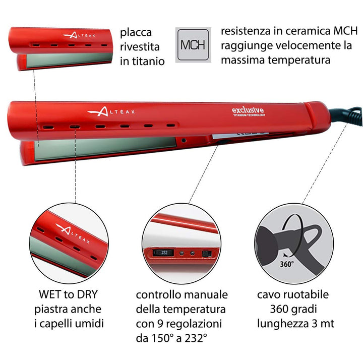 ALTÉAX® EXCLUSIVE Professioneller Haarglätter aus Titan, mit Widerstand aus Keramik, Temperaturregel