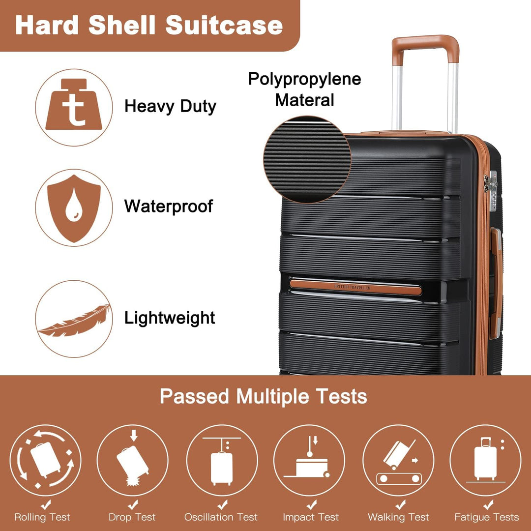 British Traveller Koffer Trolleys Set Hartschalenkoffer Reisekofferset 100% PP Handgepäck Rollkoffer