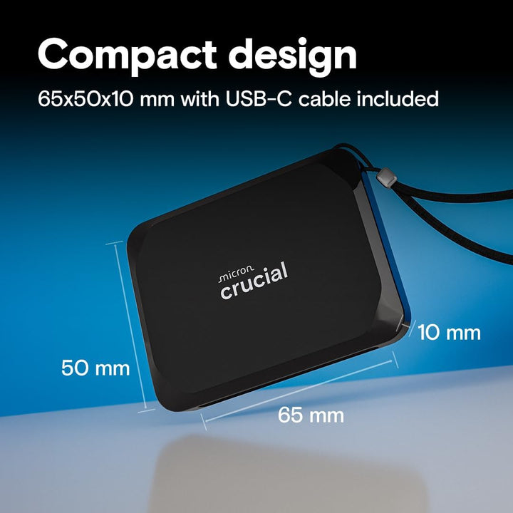 Crucial X9 2TB Portable SSD - bis zu 1050MB/s - PC und Mac, mit Mylio Photos+ Angebot - USB 3.2 Exte