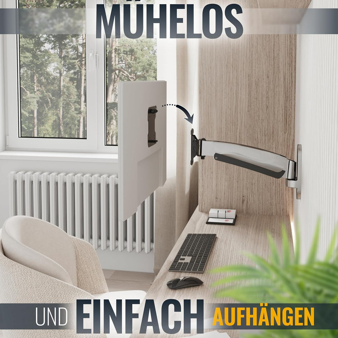 RICOO PC Monitor Wandhalterung höhenverstellbar Gasfeder Schwenkbar Neigbar für Bildschirm 13-32 Zol