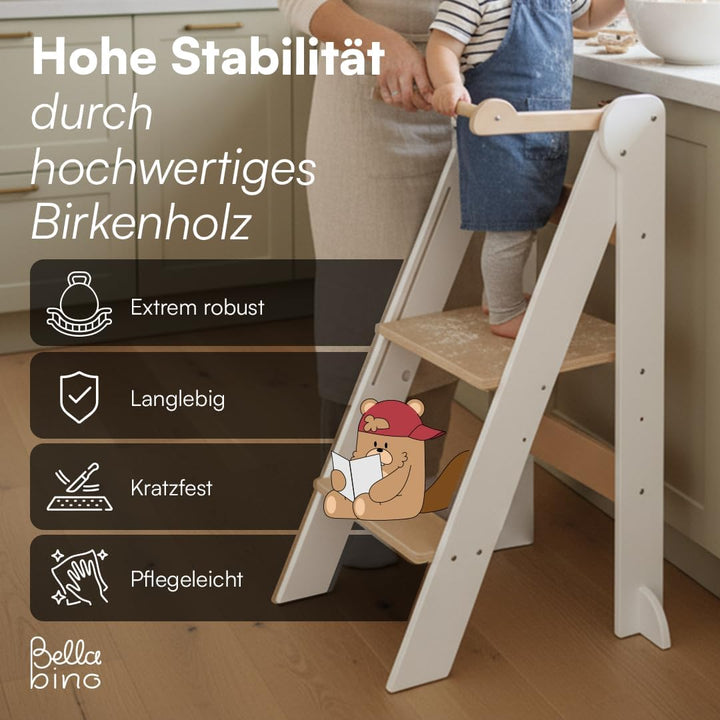 Bellabino Tay Lernturm ab 1 Jahr – Learning Tower 2-Fach höhenverstellbar &amp; klappbar – Lernstuhl in