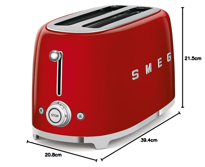 Smeg TSF02RDEU Toaster 4 Scheiben, rot, Rot