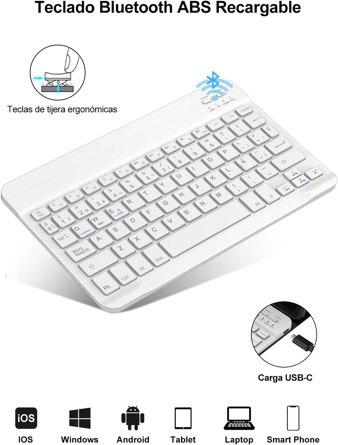 Samsung Galaxy Tab S9 FE Tastatur, 27,9 cm (10,9 Zoll), 2023, spanische Bluetooth-Tastatur für Samsu