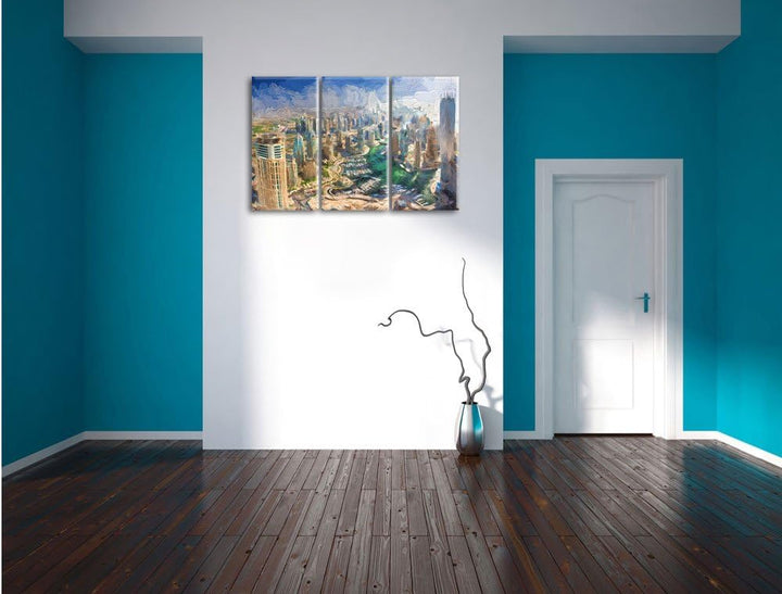 Pixxprint Dubai Hotel Burj al Arab als Leinwandbild/Grösse: 3 Teilig (120x80 cm) cm/Wandbild/Kunstdr