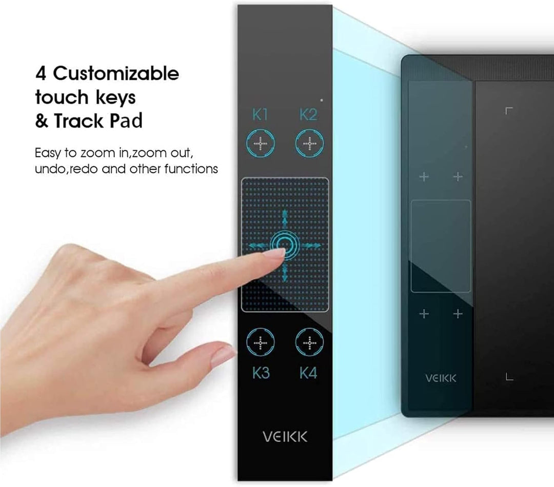 Grafiktablett VEIKK A30 V2 mit 4 Sensortasten und einem Gestenpad, 10x6 Zoll Pen Tablet mit Batterie