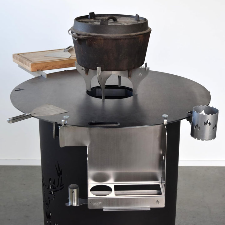Grillrost.com Das Original Dutch Oven Gestell für Feuerplatte - steckbar und sicher - aus Edelstahl,