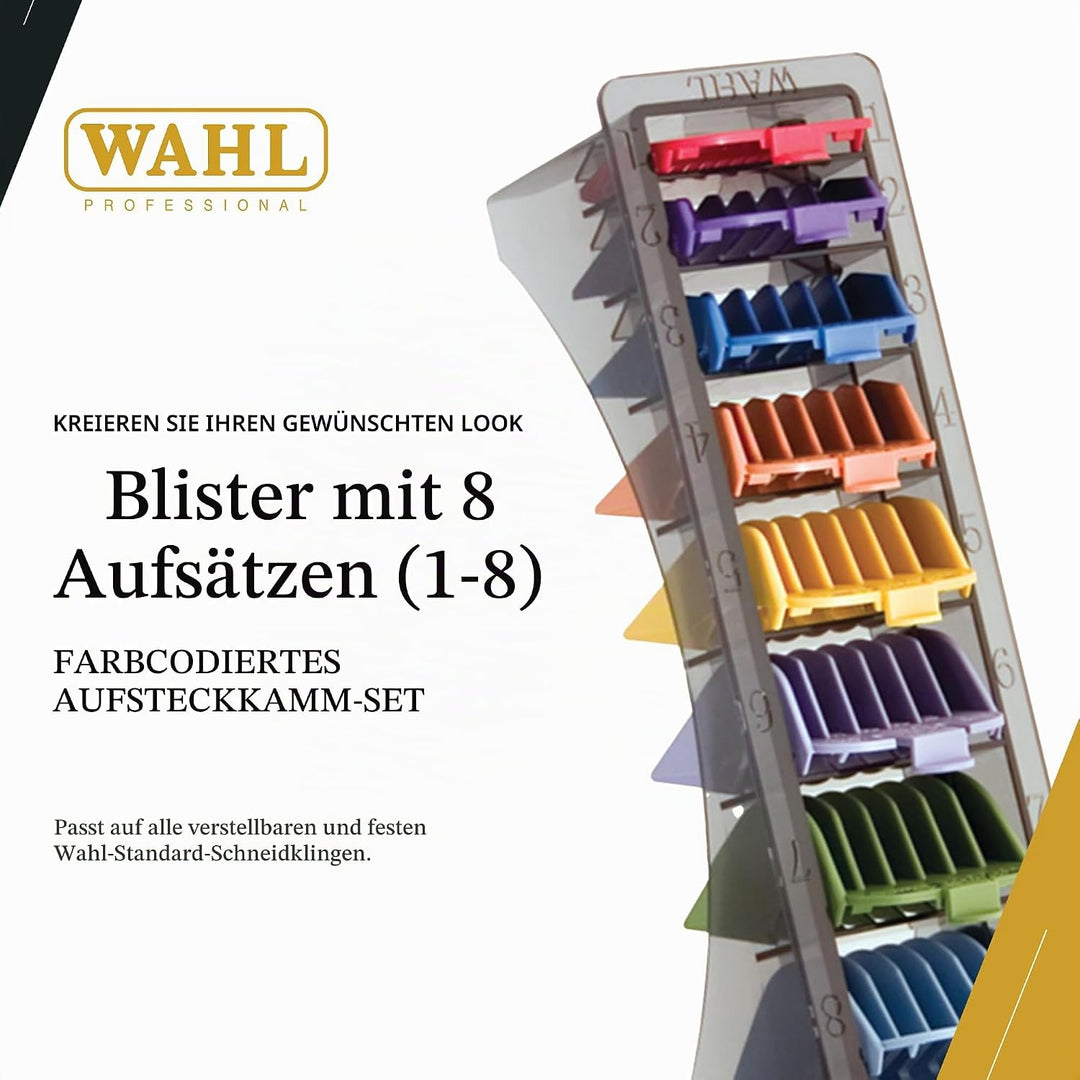 Shaving Factory Wahl Clipper Cutting Guides (coloured), 1er Pack (1 x 8 Stück) Multifarbe, Multifarb