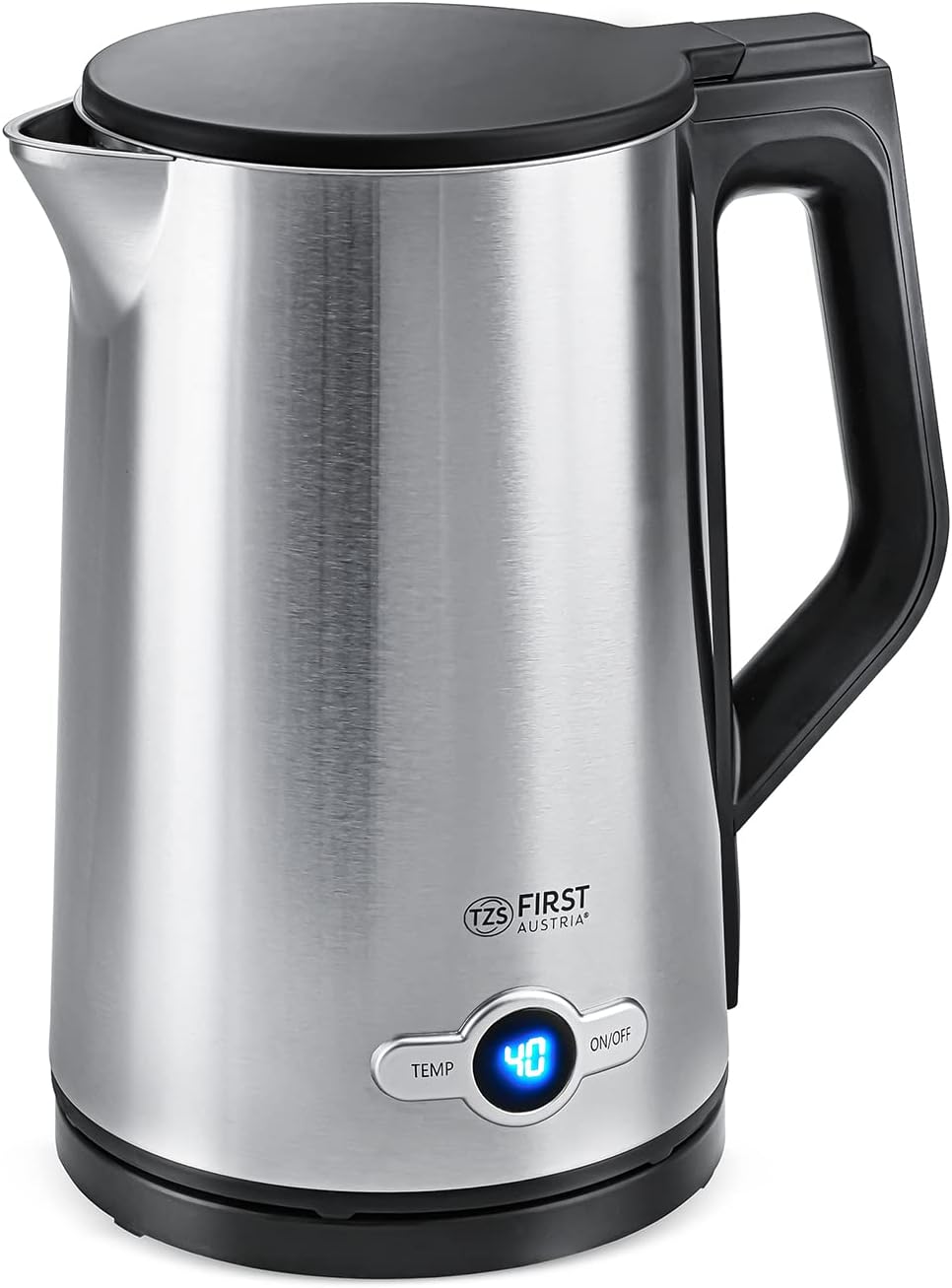 TZS First Austria Edelstahl Wasserkocher 2200W, 1,7 L, Temperatureinstellung 60-100 Grad, Warmhaltef