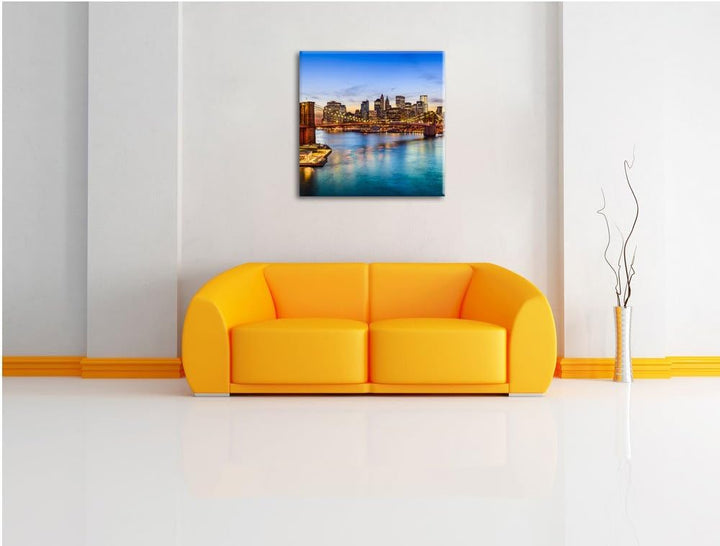 Pixxprint Atemberaubender Blick auf Brooklyn Bridge, Format: 70x70 auf Leinwand, 70x70