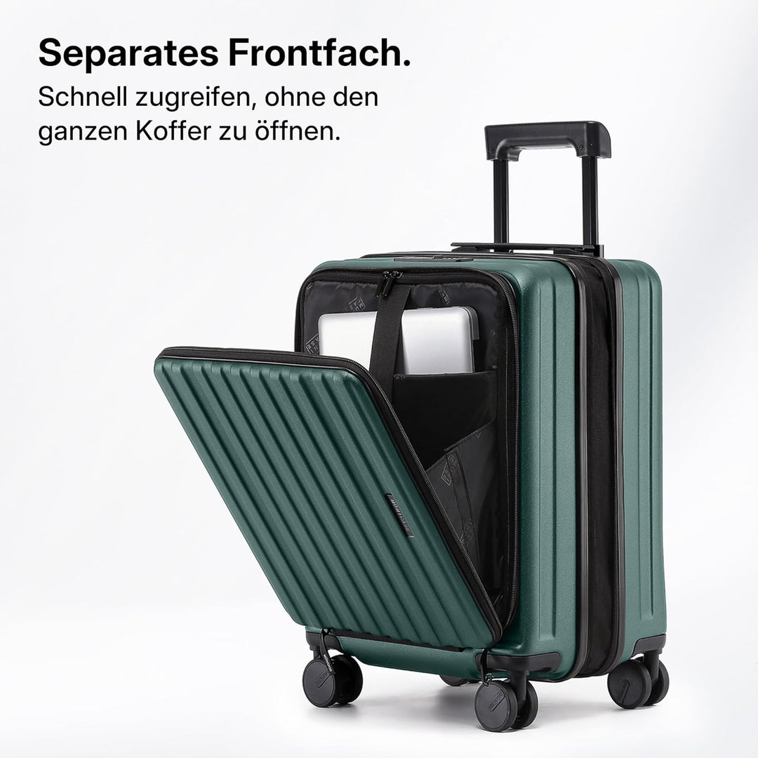 Münicase Koffer Expandierbar – Hartschalen-Trolley mit Oberseiten-Öffnung, Kompressionsgurt & Extra
